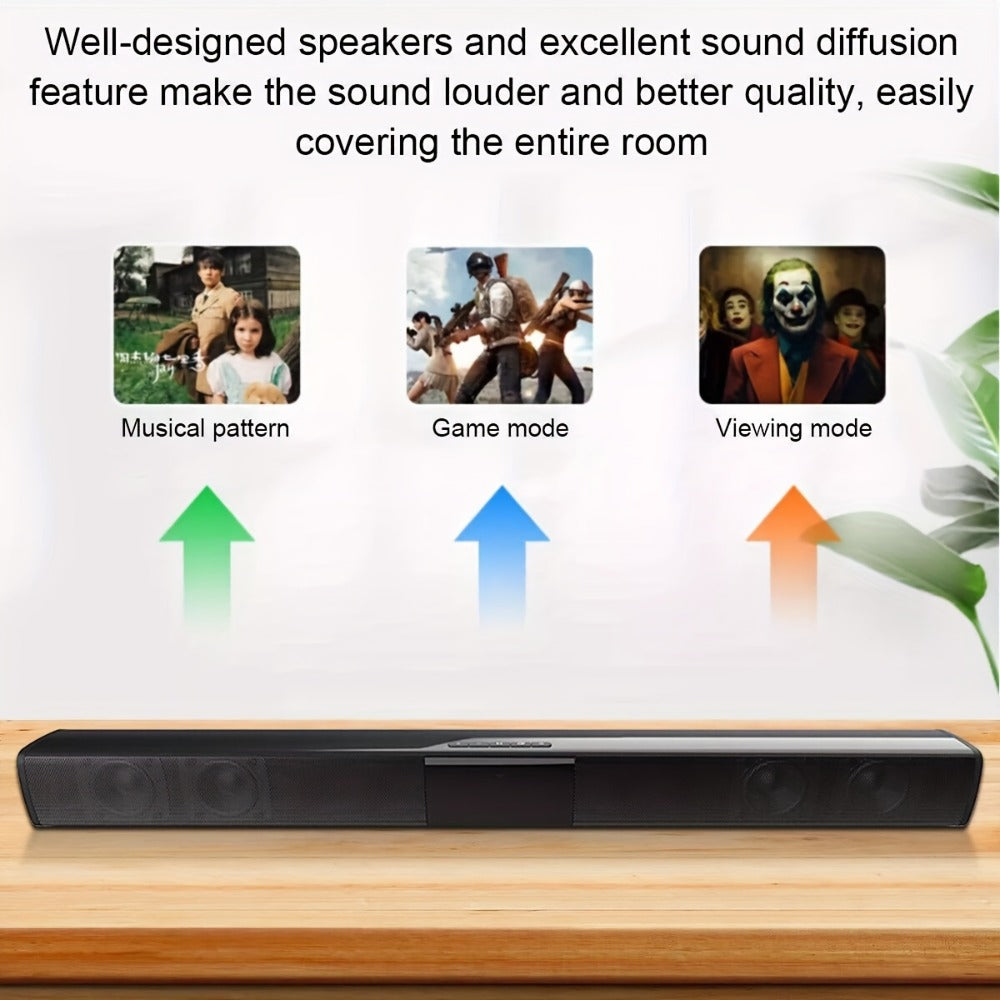 Soundbar with Subwoofer Wireless Surround Sound System 4 Speaker Home Theater Bluetooth 5.0 ARC Optical AUX Remote Control Night Mode EQ Modes TV Speaker