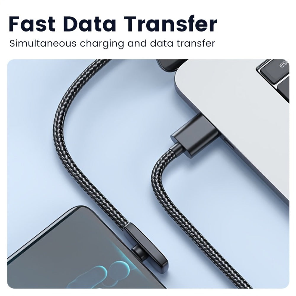 Right Angle 90 Degree USB-C to USB-C Cable 100W PD Fast Charging – Elbow Type-C Charger Cord Oxygen-Free Copper for iPhone 16 15 Samsung Galaxy MacBook Android Laptop | Data Sync Right Angle Charger
