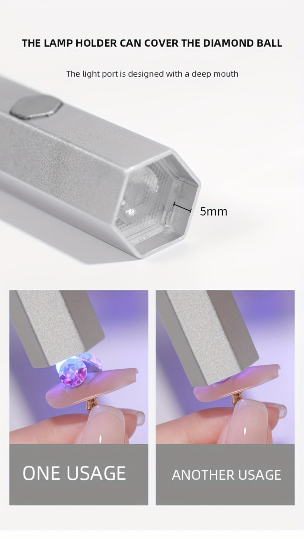 Mini Handheld Nail Dryer LED Lamp USB Powered Fast Dry Gel Polish Curer Portable Small Nail Lamp for Home Salon Travel Manicure DIY Nail Art Black Blue Gray Light Blue