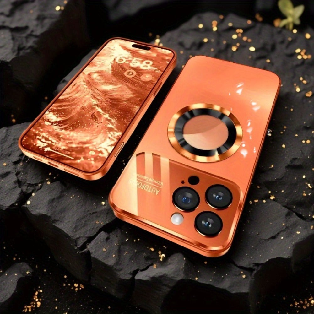 Titanium Matte iPhone Case Magnetic Wireless Charging Shockproof Glass Lens Cover for iPhone 17 Pro Max 17 Pro 17 Air 17 16 Pro Max 16 Pro 16 Plus 16 15 Pro Max 15 Pro 15 Plus 15 14 Pro Max 14 Pro 14 Plus 14