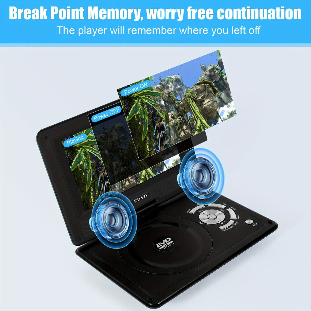 9 Inch Portable DVD Player for Kids Car Travel, Rechargeable Battery, Region Free, Dual Speakers, Earphone Jack, USB SD Card, Swivel Screen, Headrest Mount, Supports DVD CD VCD AVI MP3 JPEG