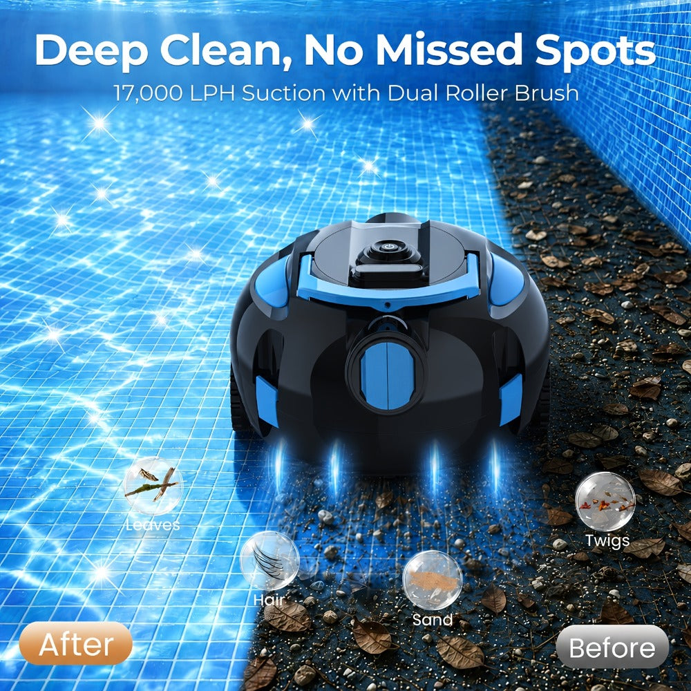 Cordless Robotic Pool Cleaner with 90-Min Runtime – Self-Parking Auto Vacuum | Floating Bracelet Retrieval | Covers 65Ft / 1100 Sq Ft | Lightweight for Above Ground & In-Ground Flat Bottom Pools | 5 Colors