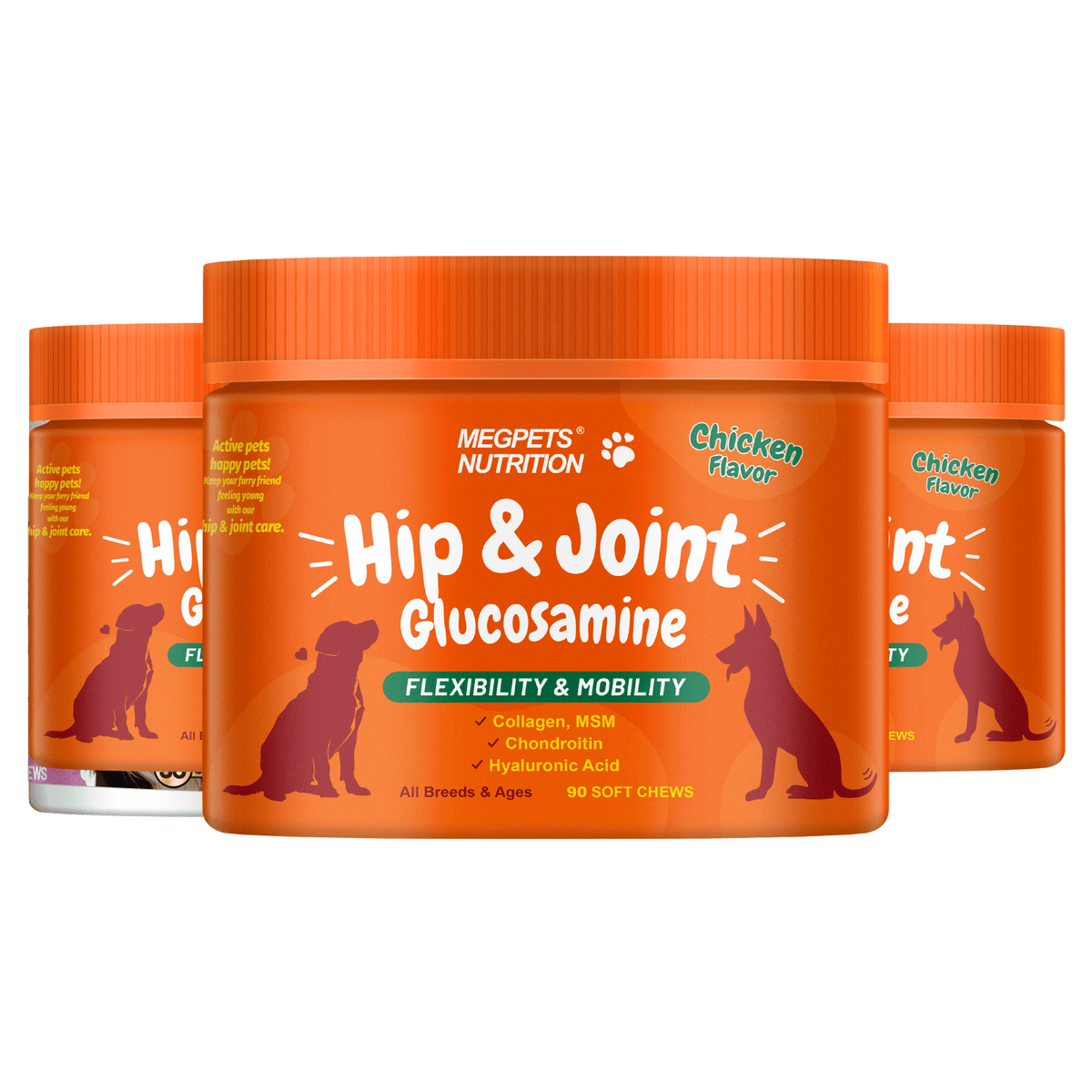 Dog Joint Supplement Chews – Glucosamine, Chondroitin & Alaskan Salmon Oil for Dogs & Cats, Mobility & Cartilage Support, 90 Soft Chews Chicken Flavor, 90-Day Supply