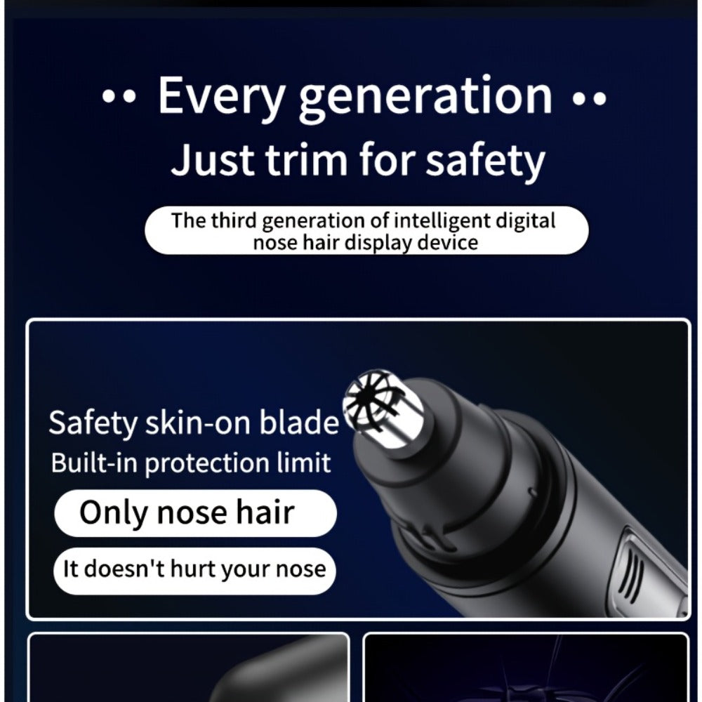 Electric Nose Trimmer with LED Display – USB Rechargeable Painless Facial Hair Removal Device for Men & Women, Nose Ear & Eyebrow Trimmer, Upgraded Grooming Tool, Ideal Gift