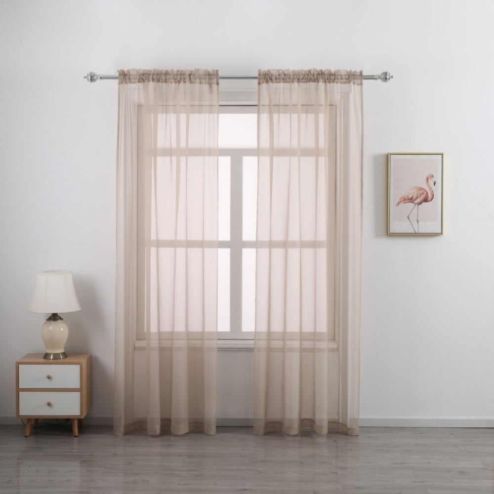 Sheer Curtains 2 Panels Rod Pocket – Light Filtering Privacy Window Drapes for Living Room Bedroom Modern Home Decor