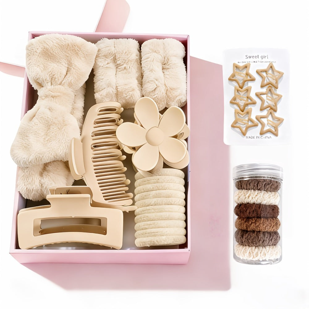 Hair Accessories Set with Headbands, Hair Clips, Hoops and Hair Rings, Bow and Elastic Styles, 14 Color Options