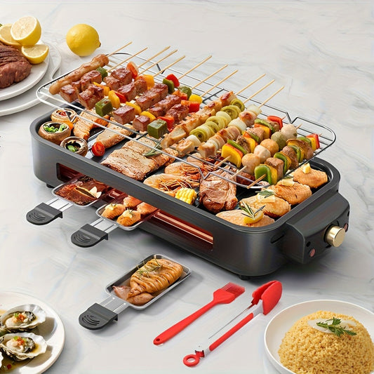 Electric Grill and Frying Pan, 1500W with Detachable Nonstick Board, Black with Gift Bag