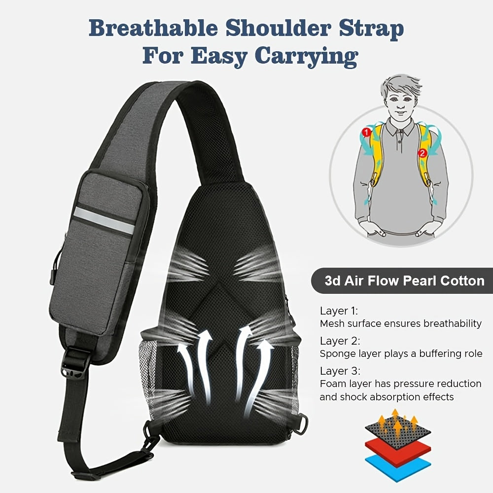 Sling Bag Crossbody Backpack 2 Pack Lightweight Oxford Chest Shoulder Daypack for Men Women Hiking Travel Casual Outdoor Bag Set Light Gray Navy Blue
