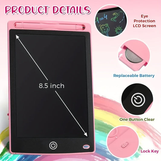 LCD Writing Tablets, 4-Pack of 8.5-Inch Erasable Drawing Boards in Four Colors