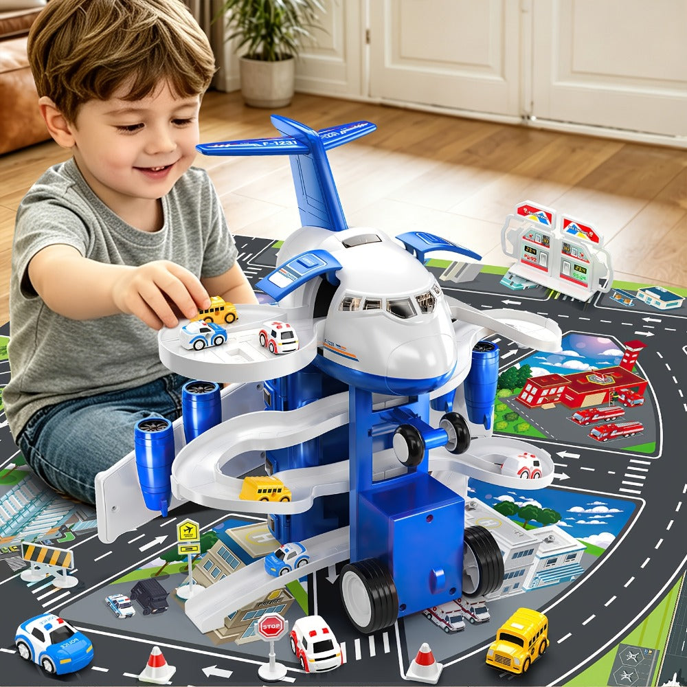 Kids Airplane Toy with LED Lights & Music – Friction Powered Passenger Plane