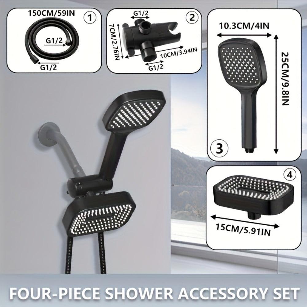 2-in-1 High Pressure Handheld Shower Head Set with Rain Showerhead – Long Hose T-Valve ABS Wall Mount Bathroom Upgrade