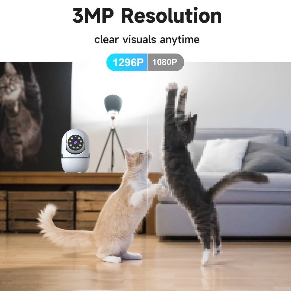 Alexa Compatible Indoor Security Camera 2-Pack, 355° Pan Tilt, Full-Color Night Vision, Dual-Band 2.4G/5G WiFi, Motion Detection, Two-Way Audio, 256GB TF & Cloud Storage – Baby Pet Home Monitor