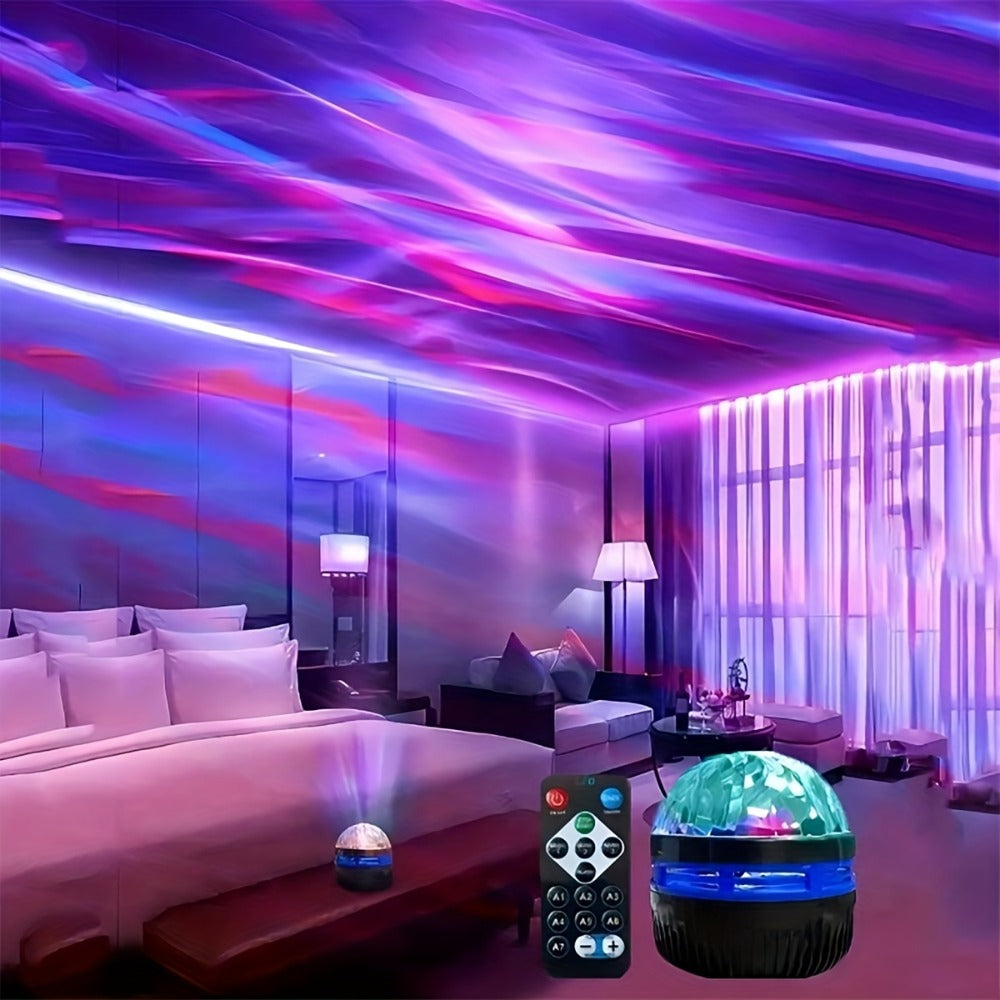 Multicolor LED Water Ripple Night Light USB Plug-and-Play with Remote Control – Color Changing Ambient Projection Lamp for Living Room, Bedroom, Holiday Party & Home Decor