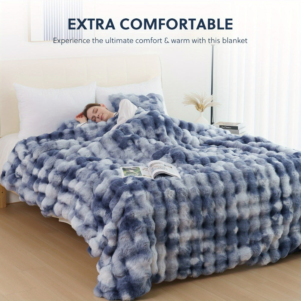 Faux Rabbit Fur Throw Blanket – Ultra-Soft Plush Fleece for Bed, Couch, Sofa & Travel, All Season, 11 Colors, Throw to King Size