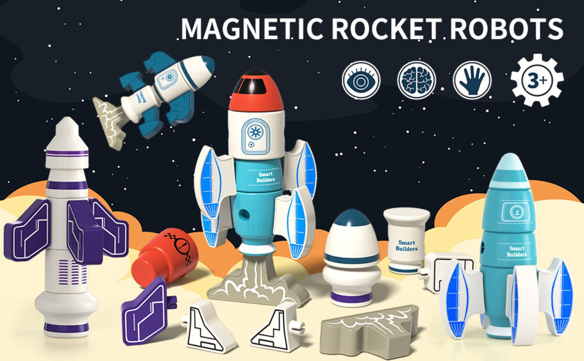 Magnetic Robot Building Toy, 33 Pieces with Storage Box for Kids Ages 3-5