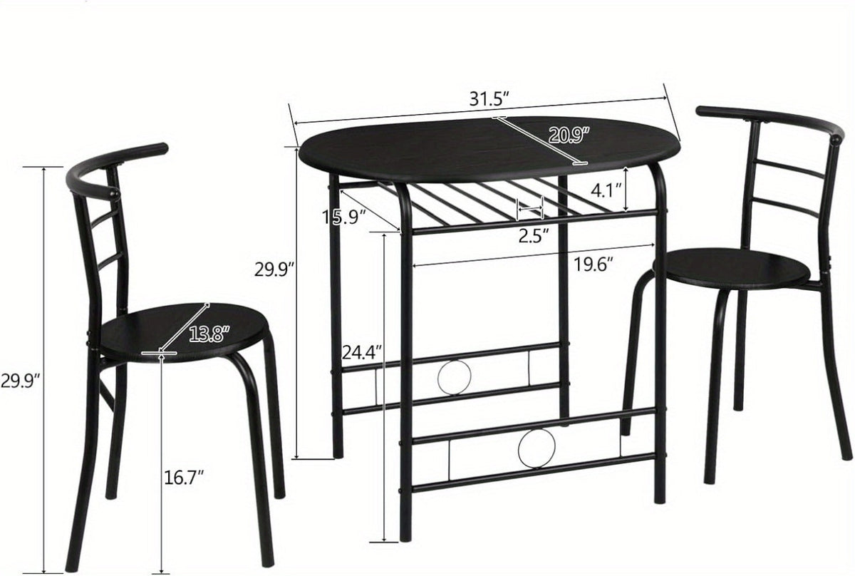 3-Piece Metal Dining Table Set with Two Chairs Included for Kitchen detail image - detail view 20