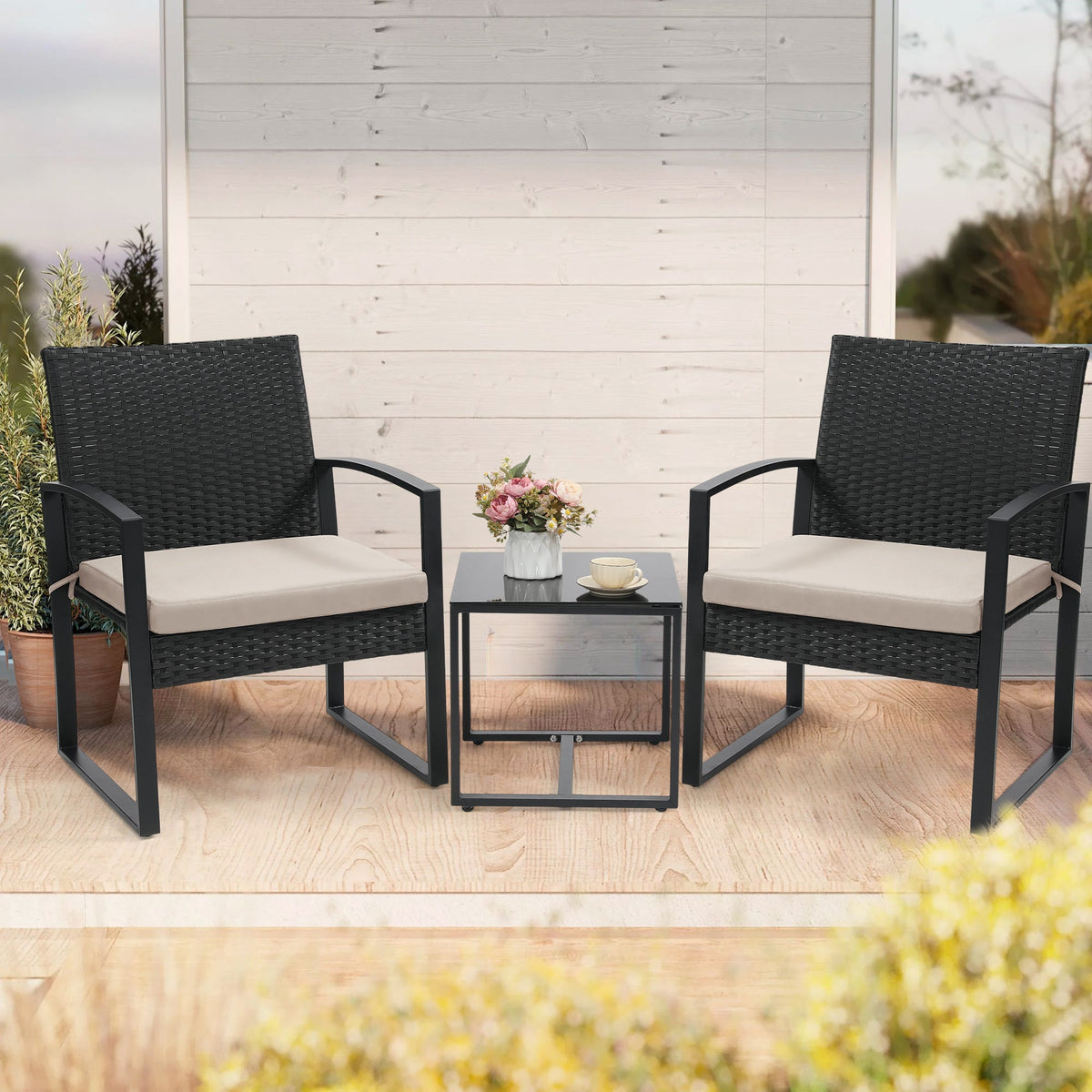 Patio Bistro Set shown in the Beige option