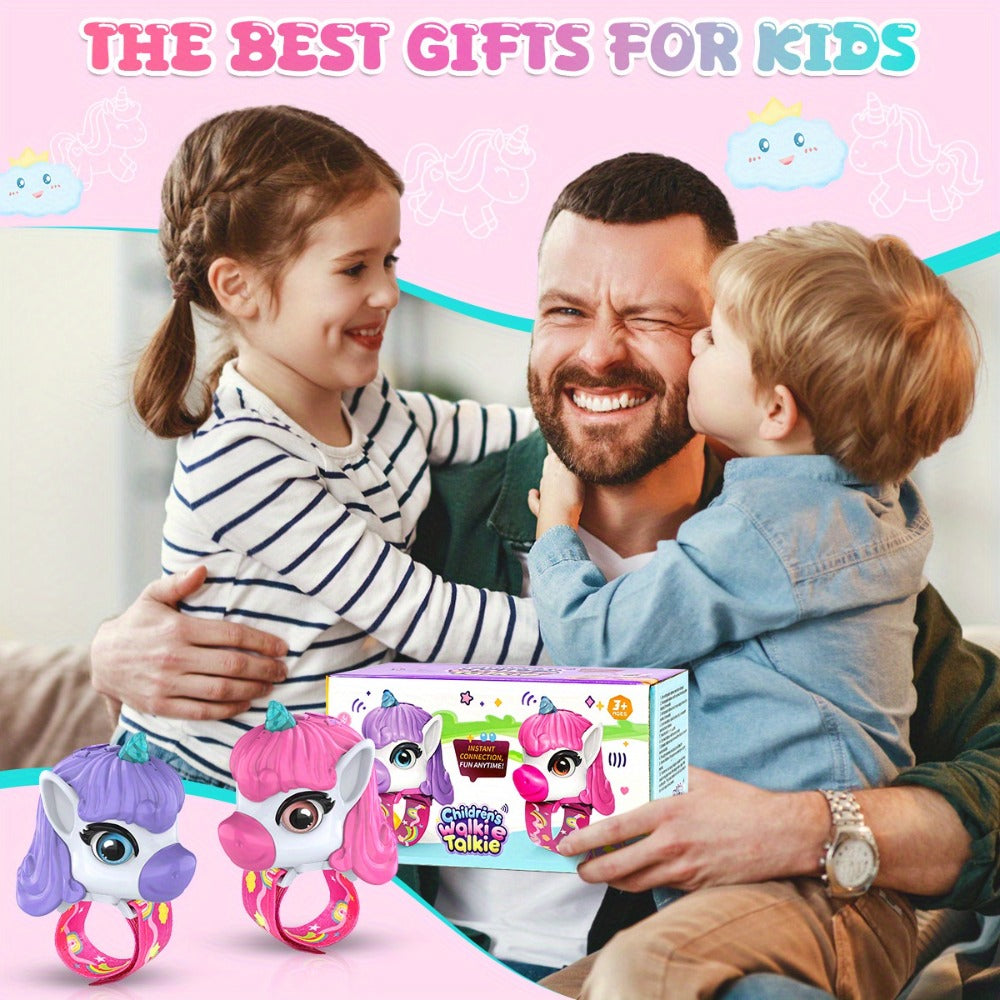 Unicorn Walkie Talkies for Kids 2 Pack, Glow in the Dark, Long Range 2-Way Radio Toy for Boys & Girls Ages 3-12, Outdoor Adventure Camping Hiking, Birthday Christmas Halloween Back to School Gift, Pink & Purple
