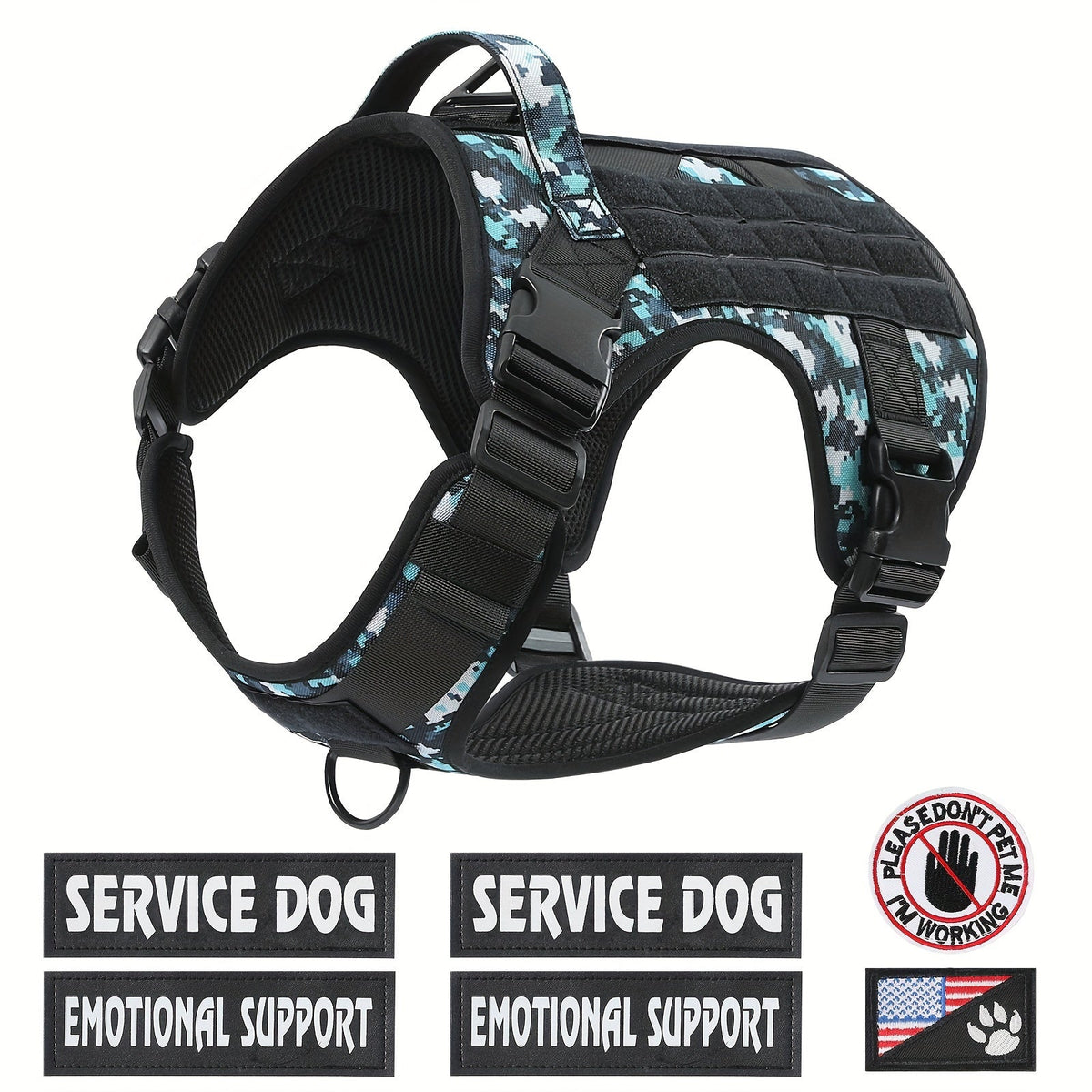 Dog Tactical Harness No-Pull Chest Vest with Handle – Adjustable Military Style Pet Harness for Small Medium Large Dogs