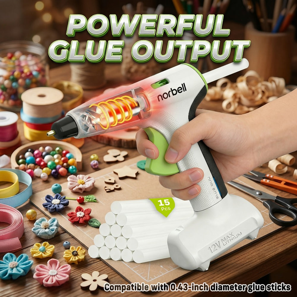 Cordless Hot Glue Gun Fast Heating USB Rechargeable 2000mAh – 12-Second Heat-Up, Anti-Drip Nozzle, Auto Shut-Off, Mini Glue Sticks Included, Portable Wireless Glue Gun for DIY Crafts, Home Repair, Floral & Plush Toy Projects