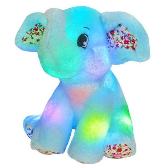 Glowing Elephant Plush Toy with LED Light, Music or No-Music Options