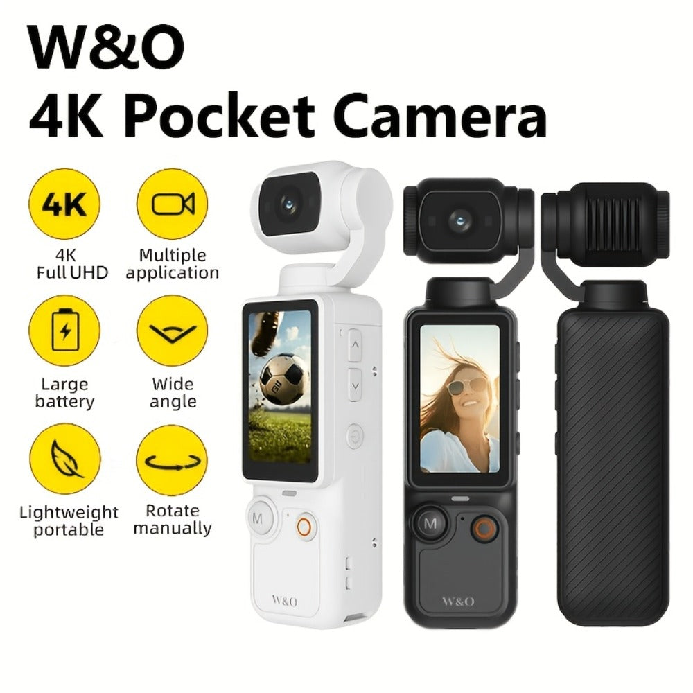 UHD Pocket Camera with 180° Rotating 1.9" Screen, 2000mAh Battery, Webcam Function, USB-C Charging, 32GB Memory Card Included, Mini Compact Camera for Outdoor Sports Cycling Travel Vlogging