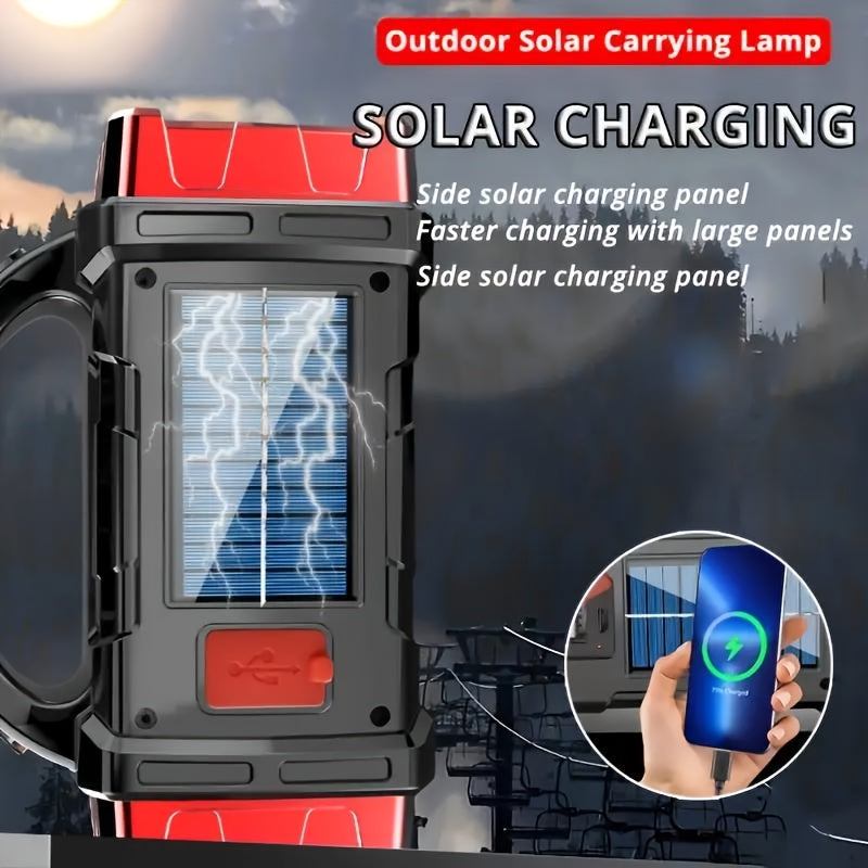 Rechargeable Solar Flashlight 2000 Lumen LED Torch with Power Bank USB-C Charging for Camping Hiking Outdoor Emergency