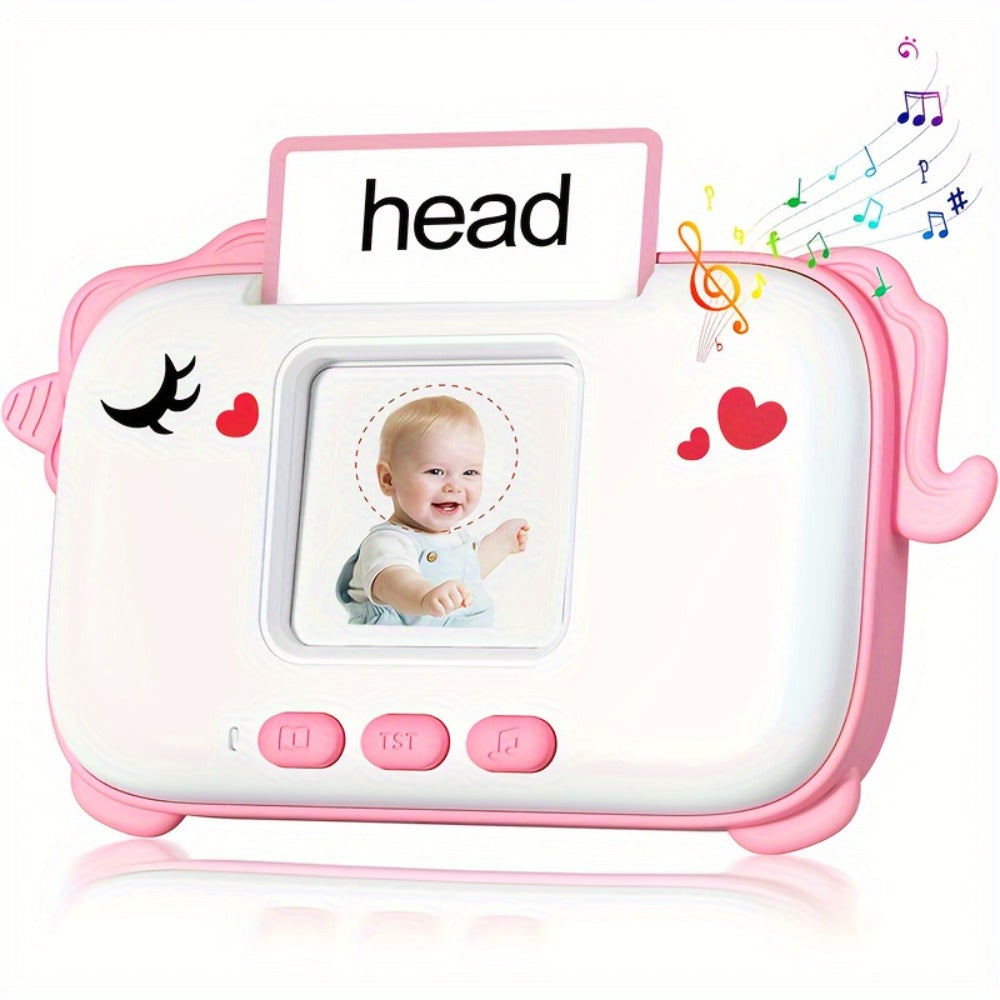 Talking Flashcard Machine for Toddlers 160 Words — Portable Word Card Reader Kids Ages 1-4 Dinosaur Unicorn Style Speech Vocabulary Learning Toy Gift Boys Girls