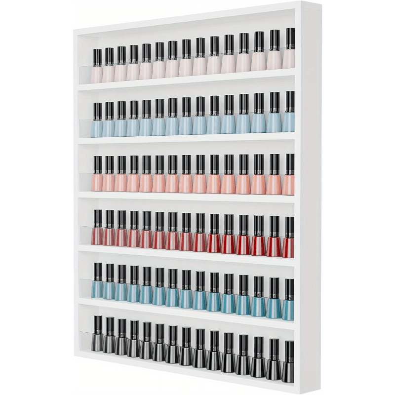 Wall Mount Nail Polish Rack Organizer 6 or 10 Tier with Acrylic Baffle Salon Display Shelf for Gel Polish Storage Nail Studio Home Spa Vanity Black White Pink