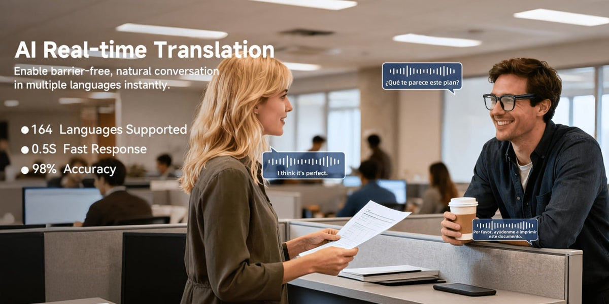 AI Translation Glasses with Camera 8MP HD Video & Photochromic Lenses – Voice Assistant | Object Recognition | Hands-Free Music & Calls | Wireless Smart Eyewear for Travel Business Daily Use | Tech Gift