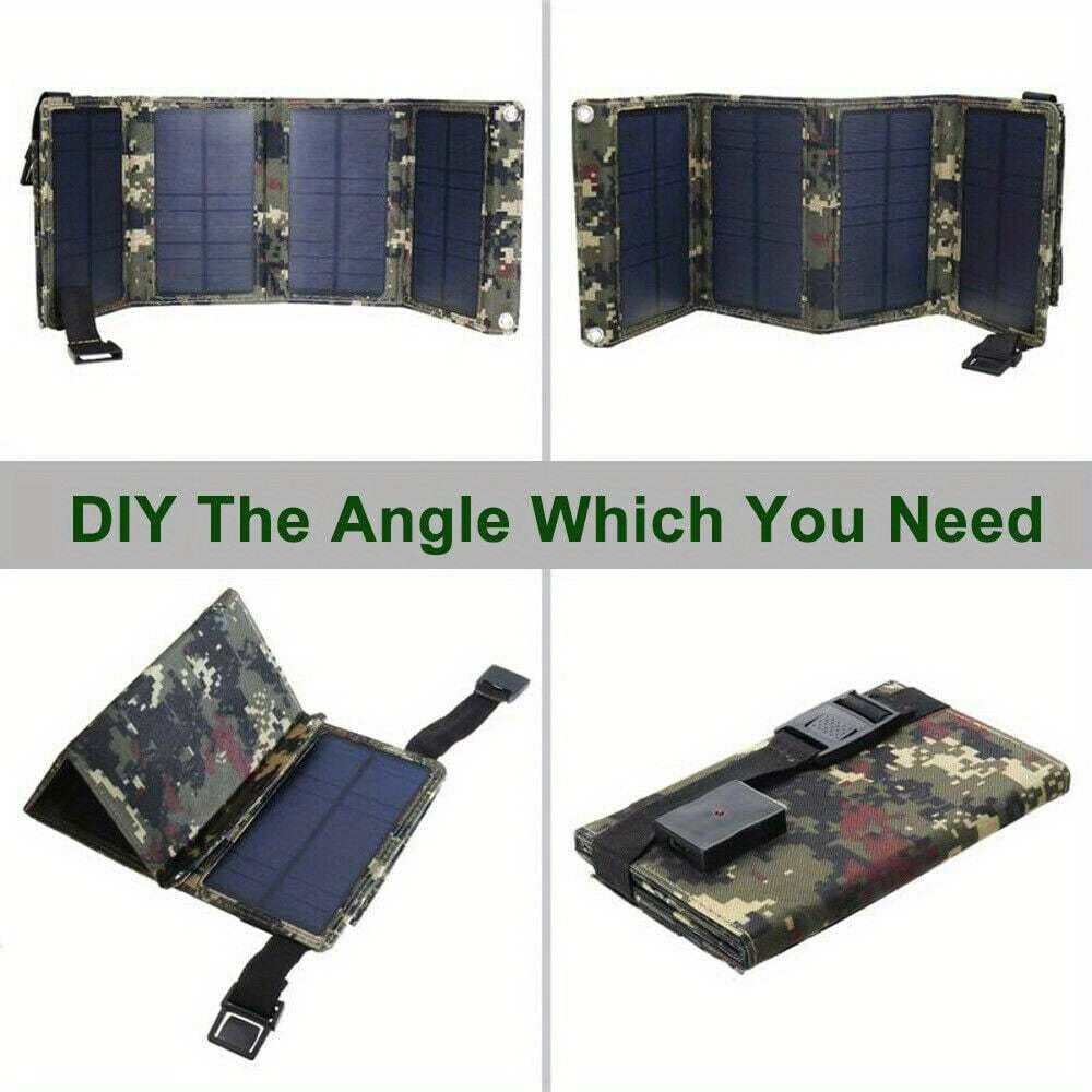 Portable Folding Solar Panel Charger with USB Port, 20% Monocrystalline Silicon Efficiency, Foldable Waterproof Design for Camping Hiking Backpacking, Charges Phones Tablets Power Banks