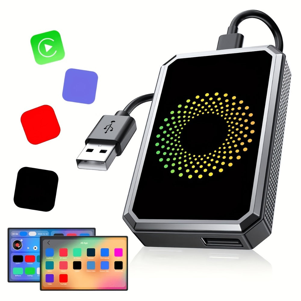3-in-1 Wireless CarPlay Adapter Magic Media Box with Netflix YouTube TikTok Streaming & USB Port, Converts Factory Wired Apple CarPlay & Android Auto to Wireless, Plug-and-Play, iOS 10+, Black