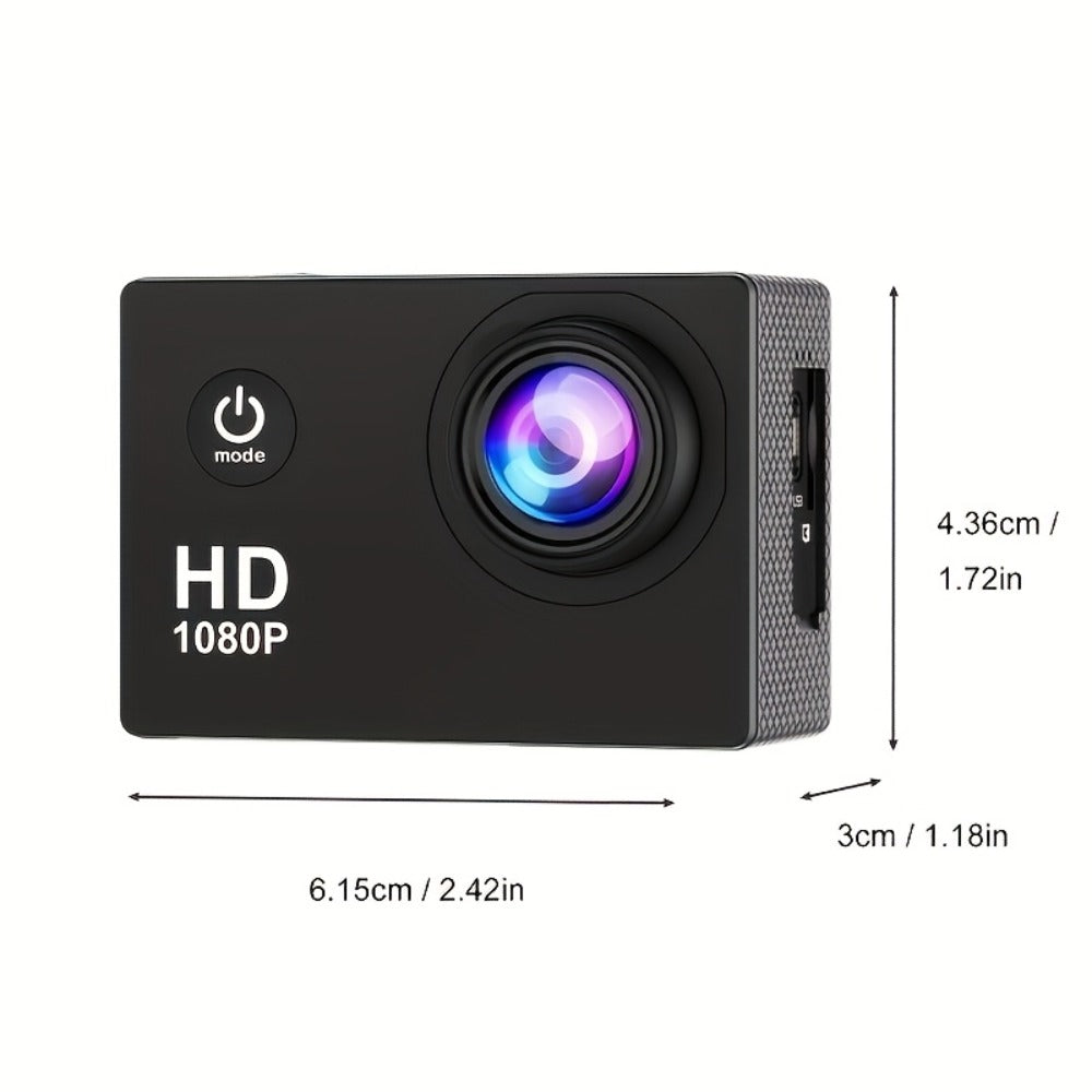 1080P Waterproof Action Camera for Kids & Beginners – 170° Wide Angle, 2" LCD, 90-Min Battery, Accessory Kit for Swimming, Cycling, Rock Climbing & Outdoor Sports Gift