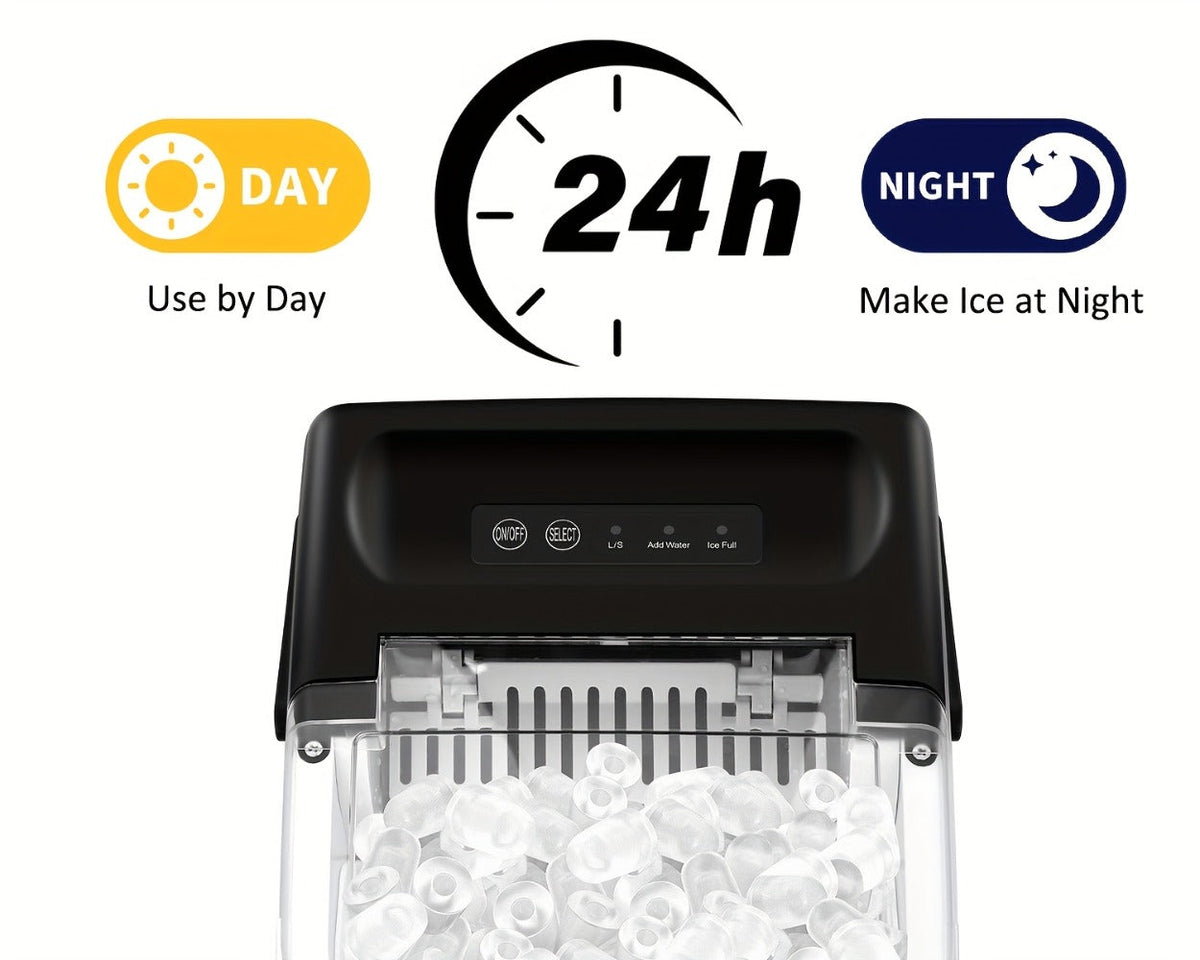 Ice Maker with Basket & Scoop – 26 Lbs/Day Countertop Bullet Ice Machine, 9 Cubes in 6 Mins, Self-Cleaning, 5 Colors Pink White Green Silver Black, for Home, Kitchen, Office, Bar, RV & Camping