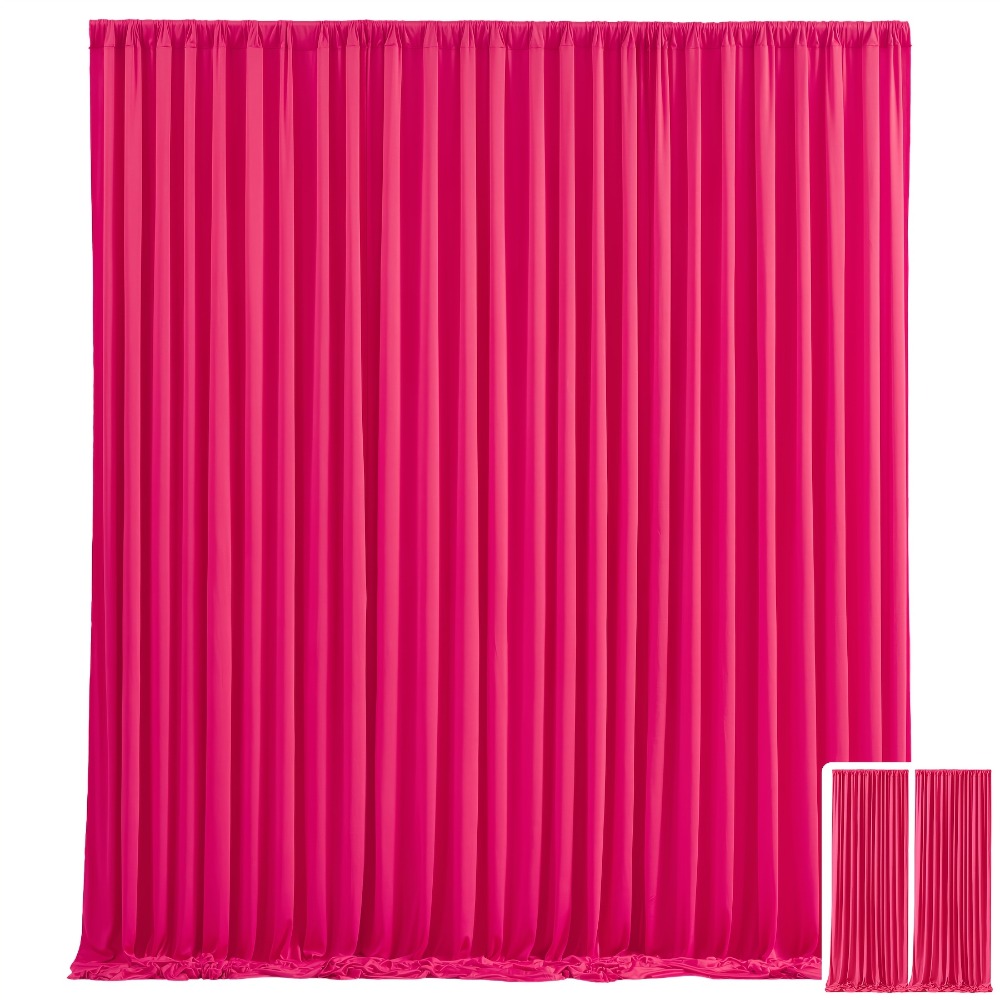 Party Backdrop Curtains 2pcs 7.2x10FT Non-Transparent Wrinkle-Free with Poles for Wedding Birthday Bridal Shower Christening Graduation Prom Holiday Photo Booth Decoration
