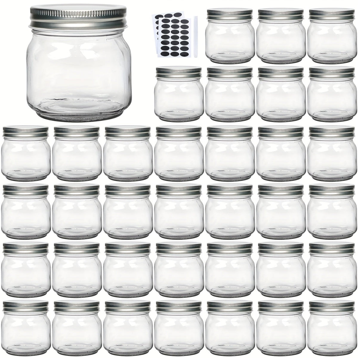 Mason Jars 8oz Glass Jars with Lids – 9/18/27/36 Pack Regular Mouth Canning Jars for Storage, Spices, Jelly, Jam, Honey & Caviar | Dishwasher Safe Spiral Lid Kitchen Storage Containers Set