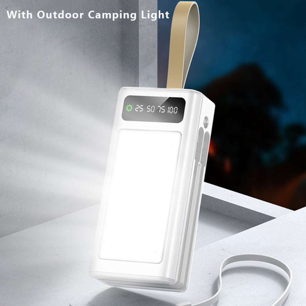 80000mAh Power Bank Built-in 4 Cables PD22.5W Fast Charging – LED Digital Display, Flashlight, Lanyard, Multi-Port Output, Portable Emergency Battery Pack for Outdoor Camping Travel iPhone Android iPad Gift