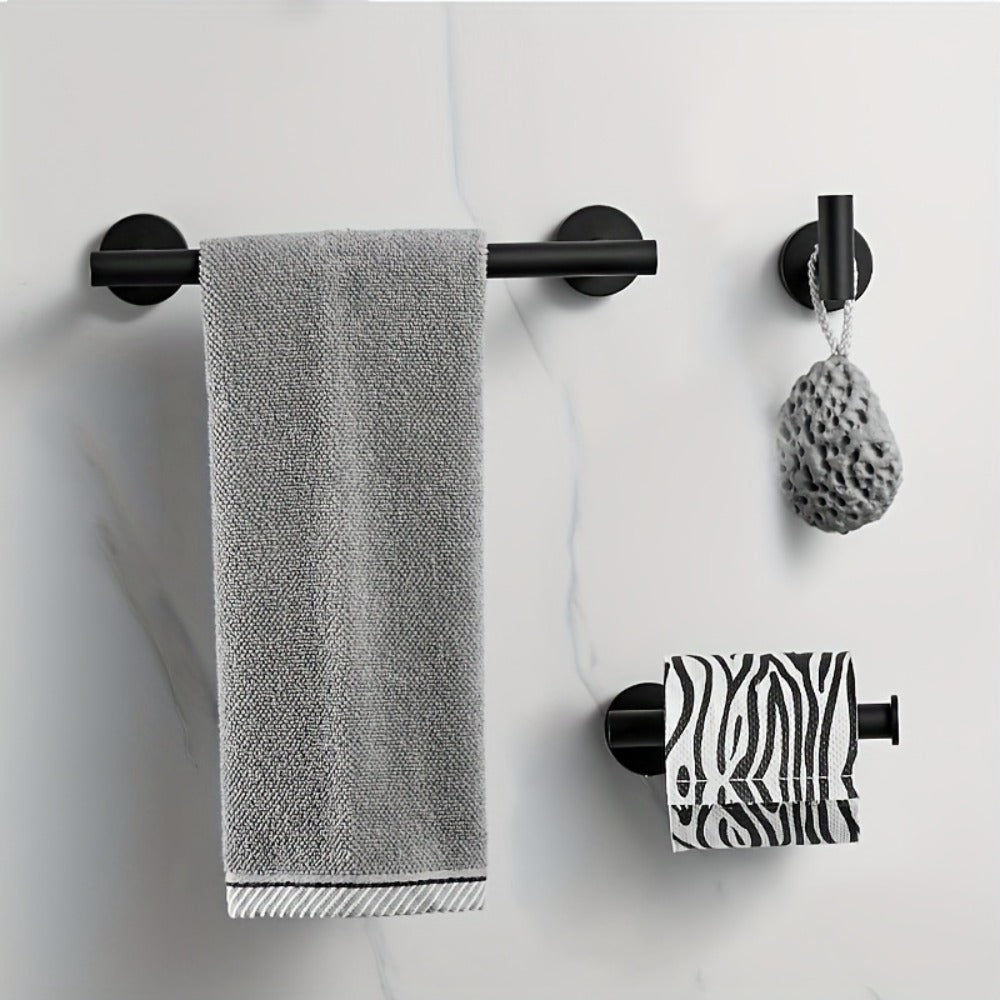 5-Piece Bathroom Hardware Set SUS304 Stainless Steel 24" Towel Bar Towel Ring Toilet Paper Holder Robe Hooks Black Silver Gold