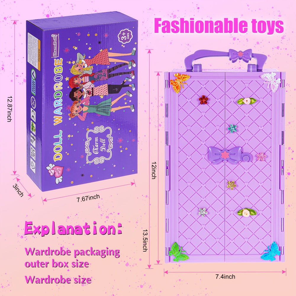 Doll Closet Playset with Clothes & Accessories for 11.5-Inch Fashion Dolls