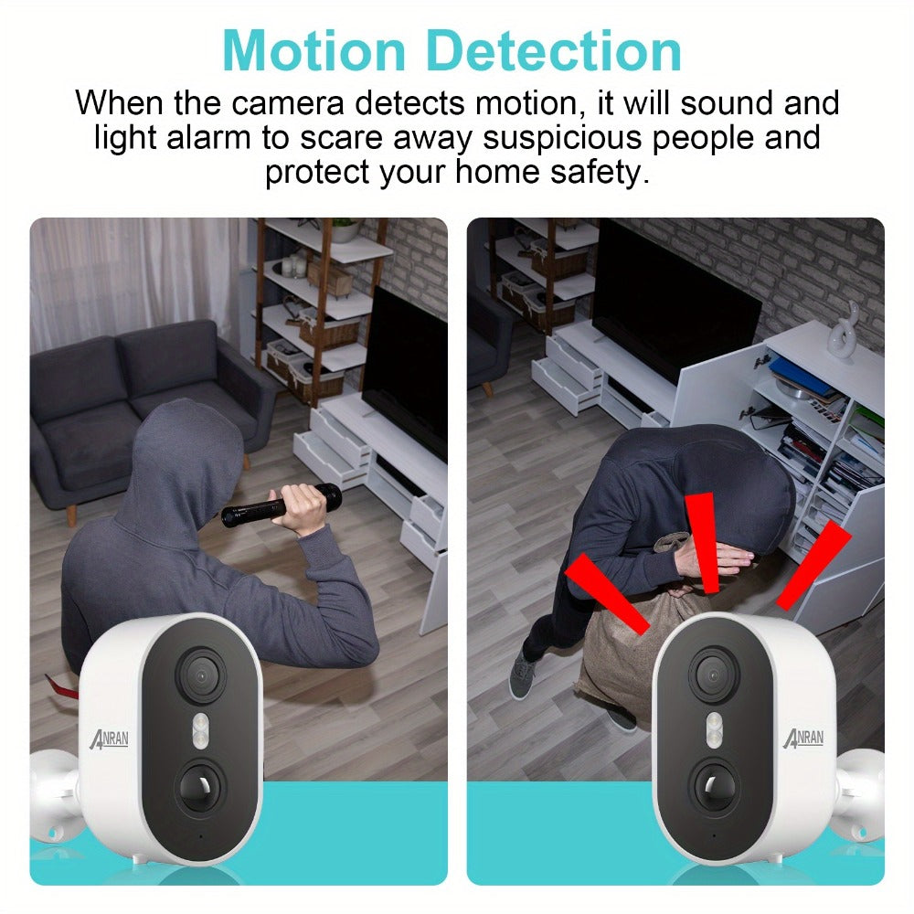 3MP Driveway Outdoor Security Camera with PIR Human Detection – AI Motion Alert, Full Color Night Vision, Two-Way Audio, Siren Alarm, 5000mAh Battery, Alexa Compatible