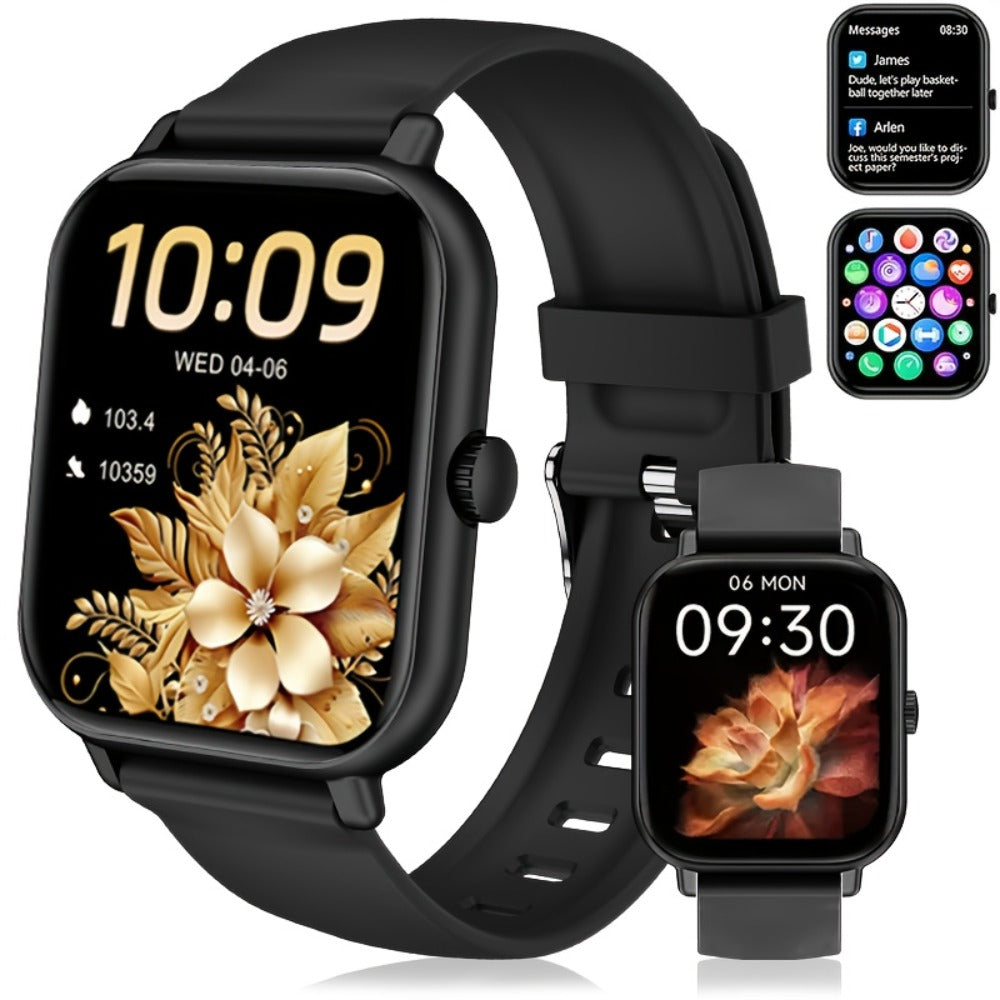Smart Bracelet Smartwatch 1.83" Full Touch – Wireless Calling, Message Notifications, Fitness & Multi-Sport Tracker, Heart Rate Monitor – Unisex Android & iPhone Watch Jet Black Pink Silver