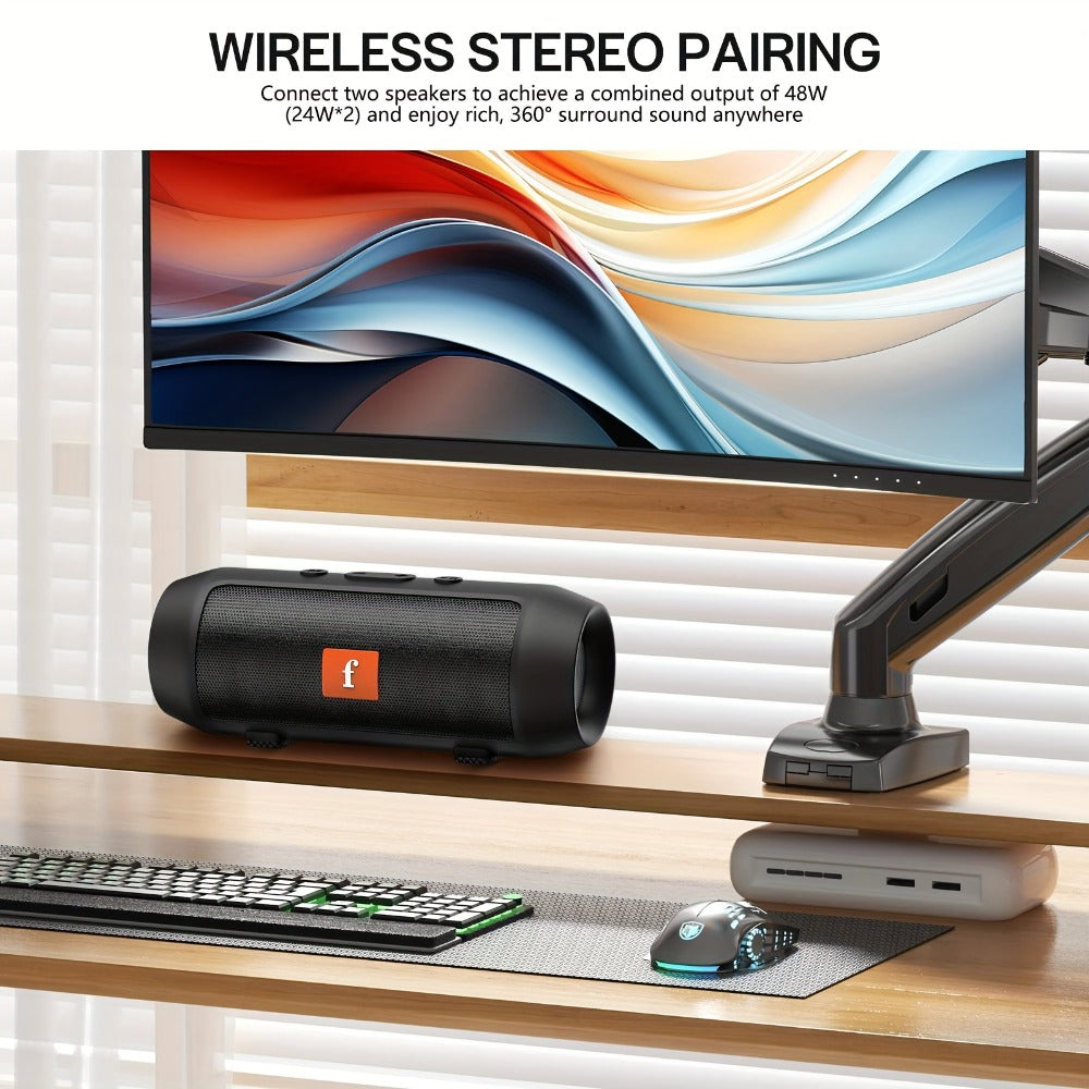 Outdoor Wireless Bluetooth Speaker Dual-Channel Subwoofer Deep Bass Long Battery Life Durable Party Speaker for Camping Tailgate BBQ Events Sports
