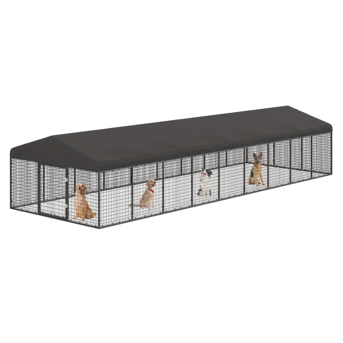 Outdoor Dog Kennel Heavy Duty Galvanized Steel with Roof Double Safety Locks Rust-Resistant Large Dog Cage Fence Run for Big Dogs Multiple Sizes 1.2M to 9M