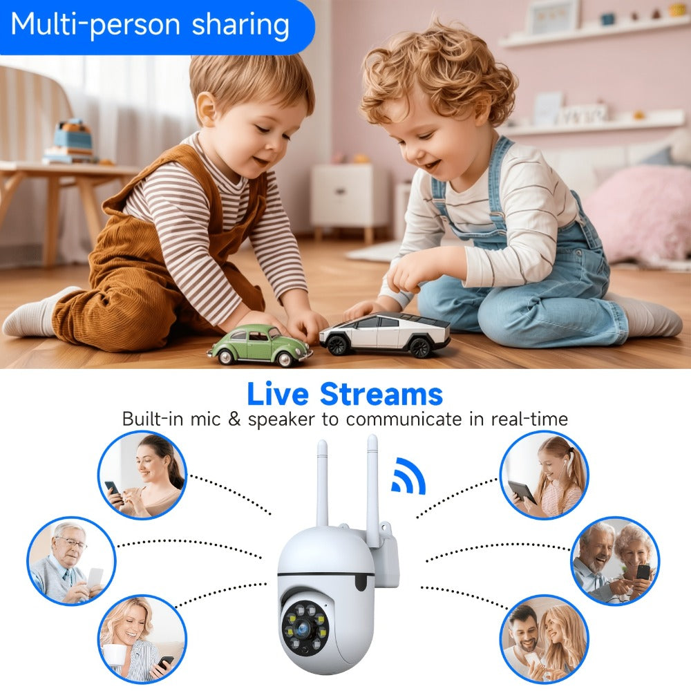 2-Pack Indoor Security Camera 2K QHD, Dual-Band 2.4/5GHz WiFi, 355° Pan PTZ, AI Motion Tracking, Full-Color Night Vision, Two-Way Audio, SD & Cloud Storage – Baby Monitor Pet Cam Home Surveillance