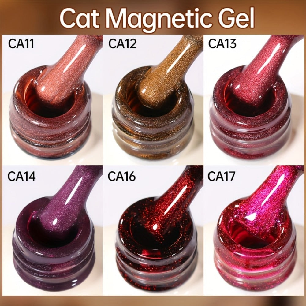 Cat Eye Gel Polish 15ml Plum Bordeaux Magnetic Soak Off UV LED – 3D Light-Shifting Effect Quick Dry Semi-Permanent Long-Lasting Fall Winter Dark Nail Colors for DIY & Salon Nail Art Women