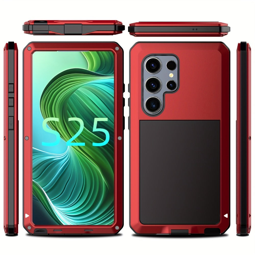 Heavy Duty Samsung Galaxy S24 Ultra Case Rugged Metal with Built-In Glass Screen Protector – Military-Grade Shockproof Dustproof Drop Protection Hard Cover, Compatible with Galaxy S23 Ultra S-Pen