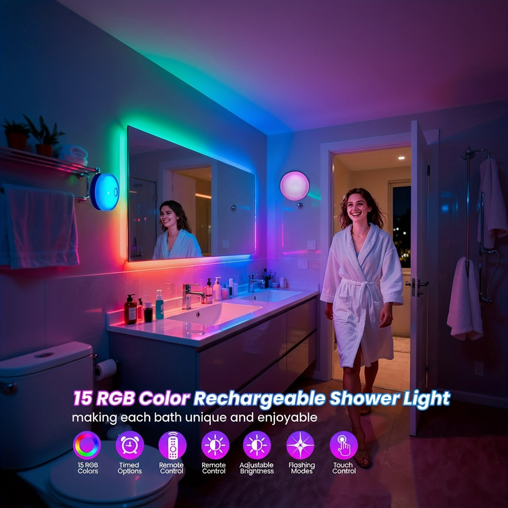 RGBW Wall Sconce Light Rechargeable Magnetic Mount – 15 Color Changing Remote Control Dimmable Timer Battery Operated LED Ambient Lamp for Bathroom Closet Hallway Bedroom Party Decor – 2/4 Pack