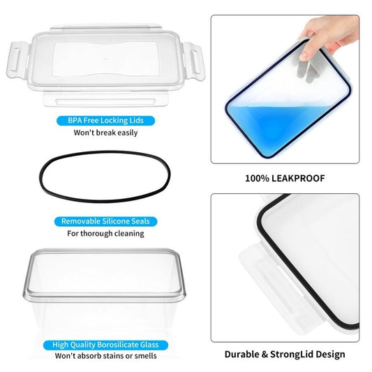 Food Storage Containers with Lids, 12-, 20- or 24-Container Sets
