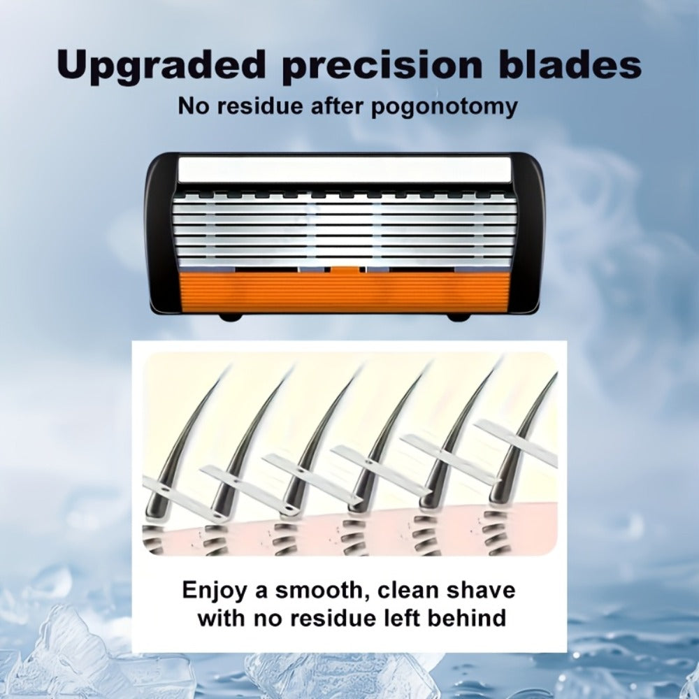 Men's Razor Set with Stainless Steel Replacement Blades - Reusable Handle & High-Capacity Blade Kit for Smooth Close Shave, Precision Grooming for Men, Multiple Bundle Options