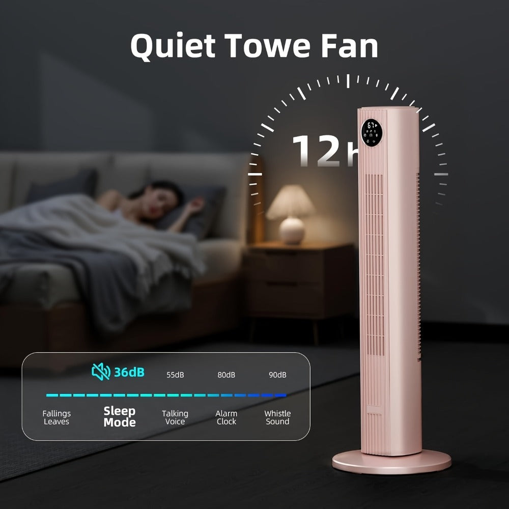 Tower Fan 35-Inch Bladeless 85° Oscillating Standing Floor Fan 3-Speed Quiet Cooling with 12H Timer for Bedroom Office Living Room Home